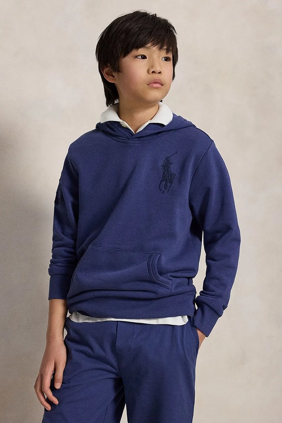 Polo Ralph Lauren mikina s kapucňou detská s bavlnou tmavomodrá 323A12245001