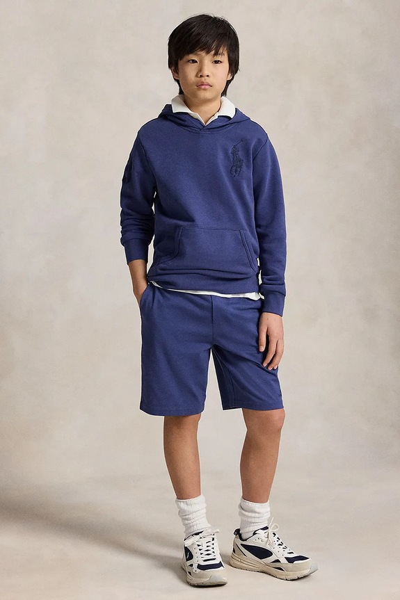 Polo Ralph Lauren mikina s kapucňou detská s bavlnou tmavomodrá 323A12245001
