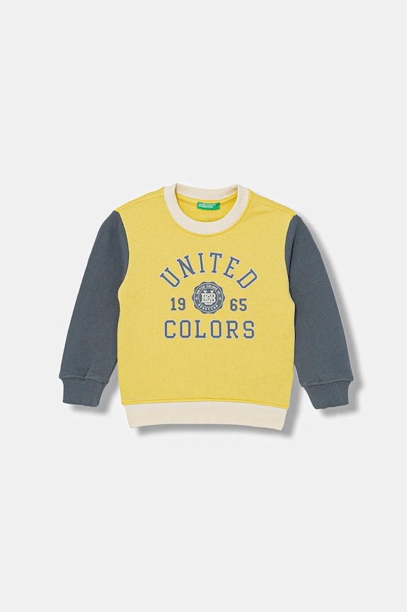 Detská bavlnená mikina United Colors of Benetton bavlna žltá 3J70G10LJ.P.Stagionale