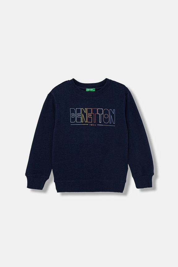Detská bavlnená mikina United Colors of Benetton bavlna tmavomodrá 3J70G10LJ.P.Stagionale