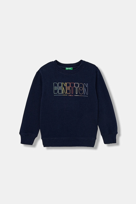 Detská bavlnená mikina United Colors of Benetton bavlna tmavomodrá 3J70G10LJ.P.Stagionale