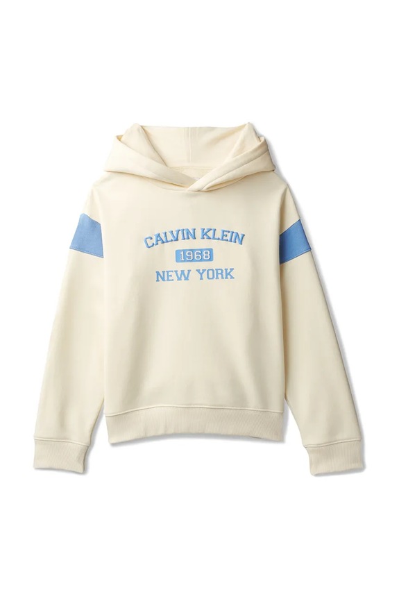 Calvin Klein Jeans mikina s kapucňou detská s bavlnou LVCKSJB08B.128.176.PPY2 béžová SS26