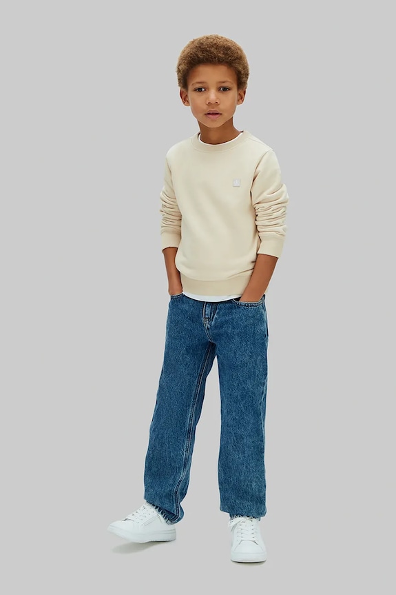 Calvin Klein Jeans mikina detská s bavlnou béžová LV1CKSJB33.128.176.PPY2
