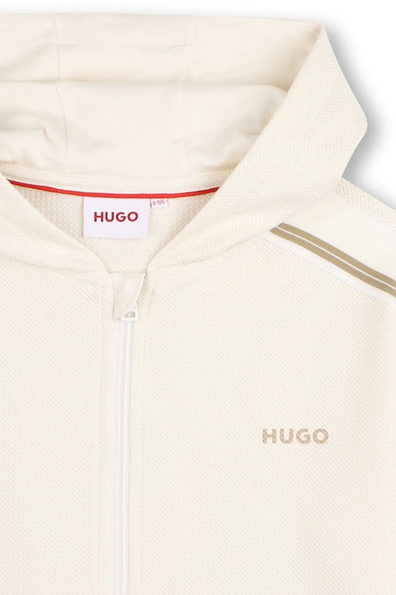 Παιδική βαμβακερή μπλούζα HUGO μπεζ G01012.162.174