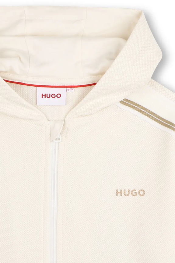 Παιδική βαμβακερή μπλούζα HUGO μπεζ G01012.114.150