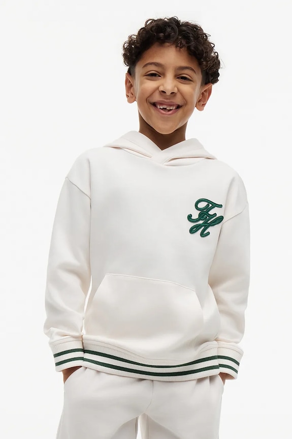 Tommy Hilfiger hanorac cu glugă pentru copii, din bumbac alb KB0KB10257.98.122.PPY2