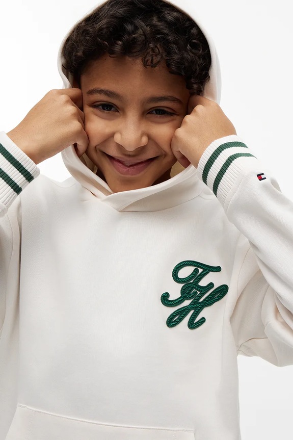 Tommy Hilfiger mikina s kapucňou detská bavlnená KB0KB10257.128.176.PPY2 biela