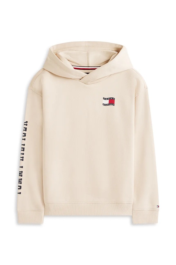 Tommy Hilfiger mikina s kapucňou detská s bavlnou KB0KB10319.122.PPY2 béžová SS26