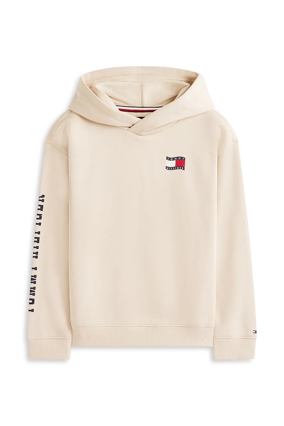 Tommy Hilfiger mikina s kapucňou detská s bavlnou KB0KB10319.122.PPY2 béžová SS26