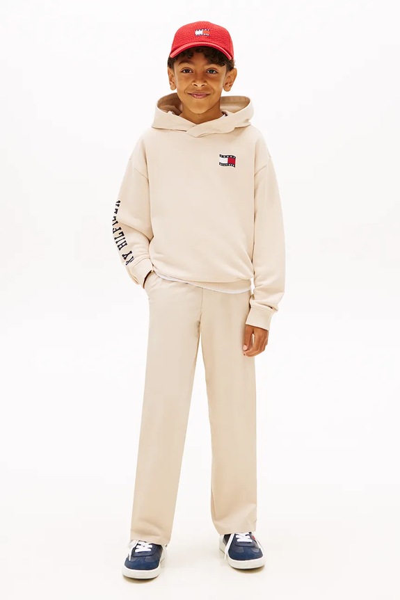 Chlapec Tommy Hilfiger mikina s kapucňou detská s bavlnou KB0KB10319.122.PPY2 béžová