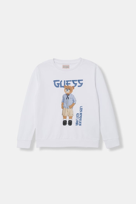 Guess hanorac pentru copii, din bumbac alb N6GQ04.KA6R4.PPY2.M