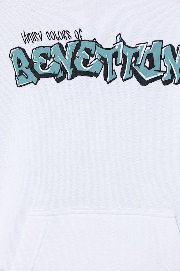 Chlapec United Colors of Benetton mikina s kapucňou detská bavlnená 3J68C205K.G.Stagionale biela