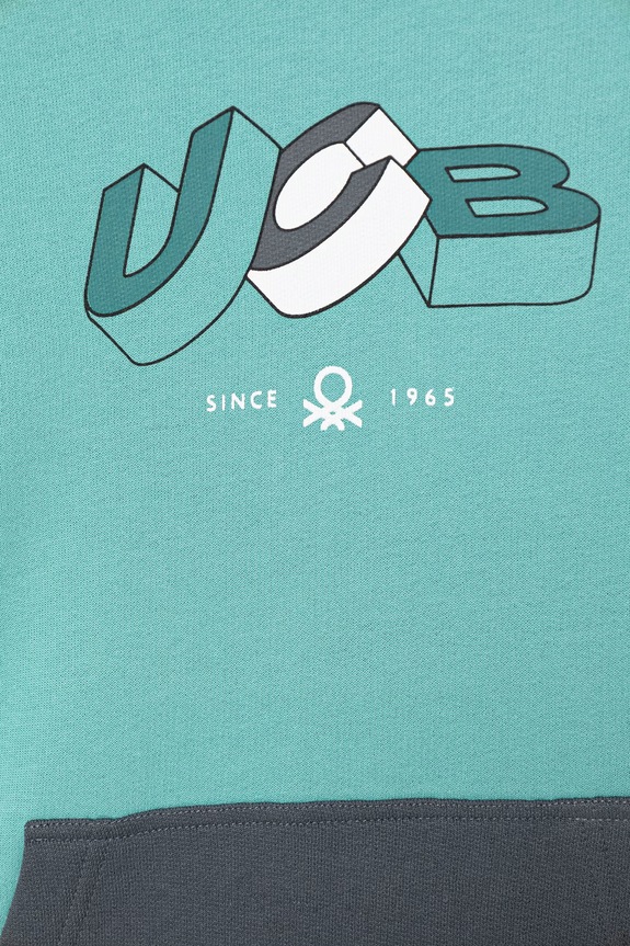Chlapec United Colors of Benetton Mikina s kapucňou detská bavlnená 3J68C205K.G.Stagionale tyrkysová