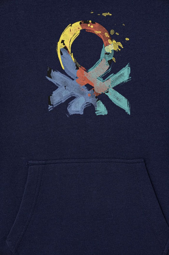 Chlapec United Colors of Benetton mikina s kapucňou detská bavlnená 3J68C205K.G.Stagionale tmavomodrá