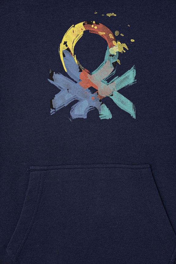 Chlapec United Colors of Benetton mikina s kapucňou detská bavlnená 3J68C205K.G.Stagionale tmavomodrá