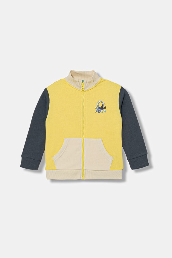 United Colors of Benetton felpa con cerniera per bambini in cotone giallo 3J70G504A.P.Stagionale