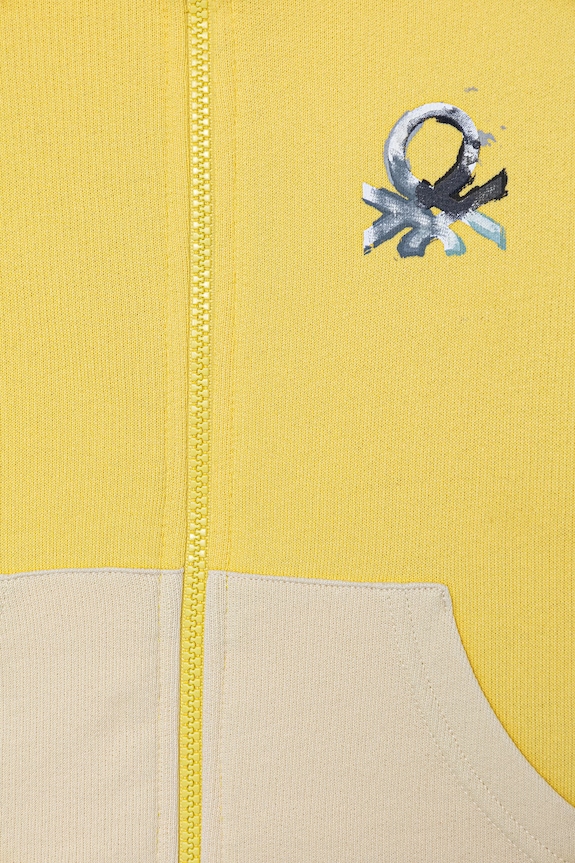 BIMBO United Colors of Benetton felpa con cerniera per bambini in cotone 3J70G504A.P.Stagionale giallo