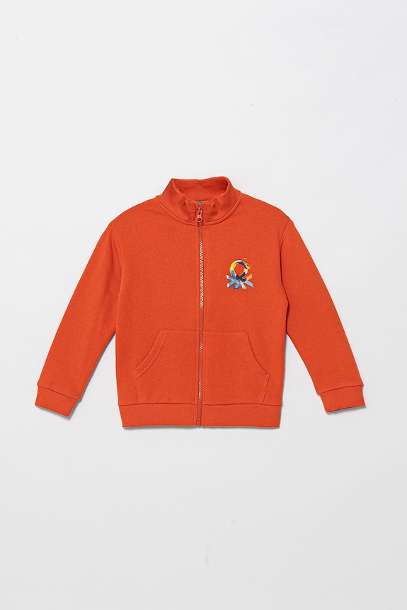 United Colors of Benetton детски суичър с цип от памук оранжев 3J70G504A.P.Stagionale
