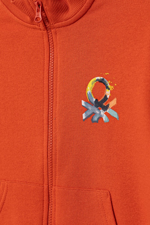 Момче United Colors of Benetton детски суичър с цип от памук 3J70G504A.P.Stagionale оранжев