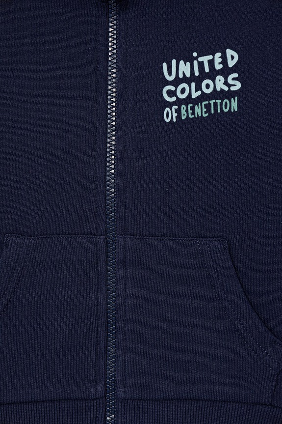 Хлопчик United Colors of Benetton кофта, яка розстібається дитяча бавовняна 3J70G504A.P.Stagionale темно-синій