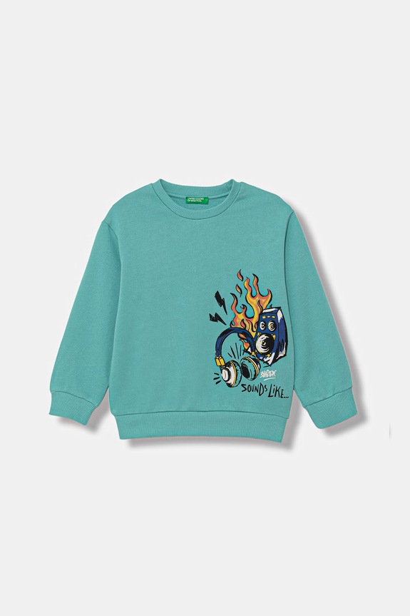 United Colors of Benetton hanorac pentru copii, din bumbac turcoaz 3NBMG10M9.P.Stagionale