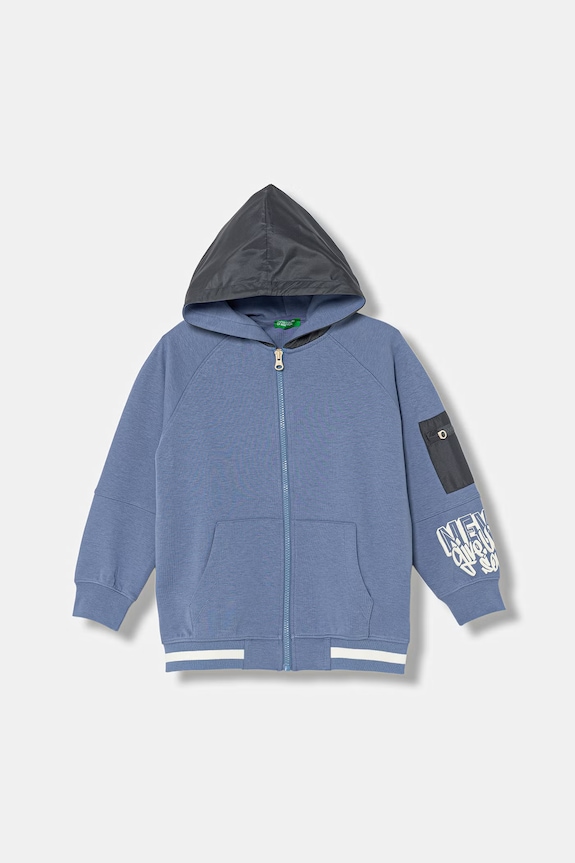United Colors of Benetton hanorac pentru copii, cu amestec de bumbac albastru 35JVC506A.G.Stagionale