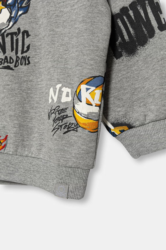 Chlapec United Colors of Benetton mikina s kapucňou detská bavlnená 3M42G10MH.P.Stagionale sivá