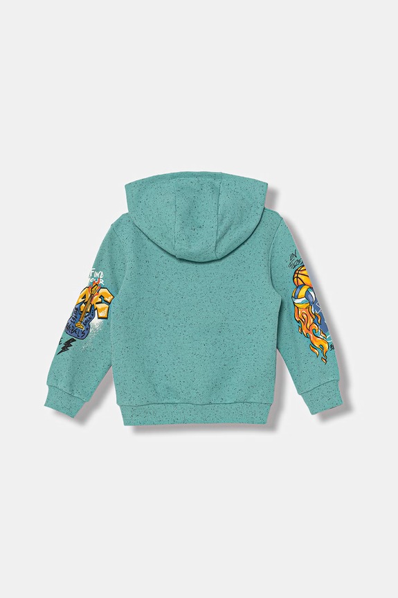United Colors of Benetton hanorac cu fermoar și glugă pentru copii, din bumbac 3PLGG504E.P.Stagionale turcoaz SS26