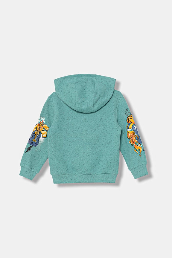 United Colors of Benetton hanorac cu fermoar și glugă pentru copii, din bumbac 3PLGG504E.P.Stagionale turcoaz SS26