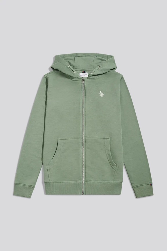 U.S. Polo Assn. μπλούζα με κουκούλα και κουμπιά Παιδική με βαμβάκι πράσινο USP4413