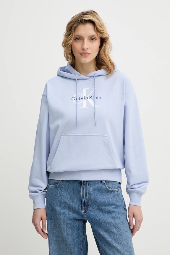 Calvin Klein Jeans bluza z kapturem niebieski LV047E221G