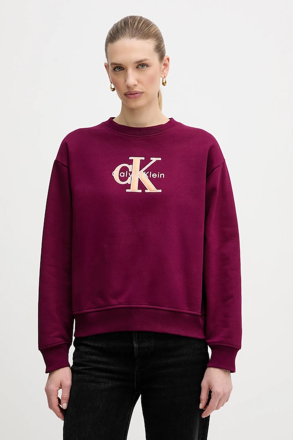Calvin Klein Jeans bluza aplikacja fioletowy LV047E825G