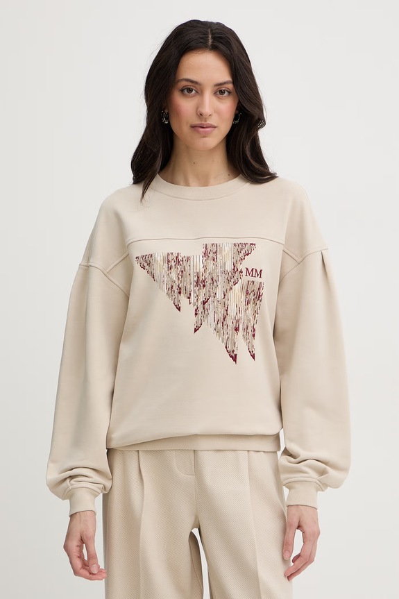 MM by Max Mara bluza damska z bawełną EUFORICO beżowy 2616921027600