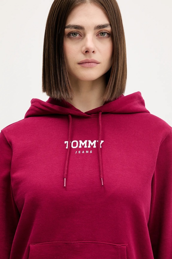 Bavlnená mikina Tommy Jeans burgundské DW0DW21921
