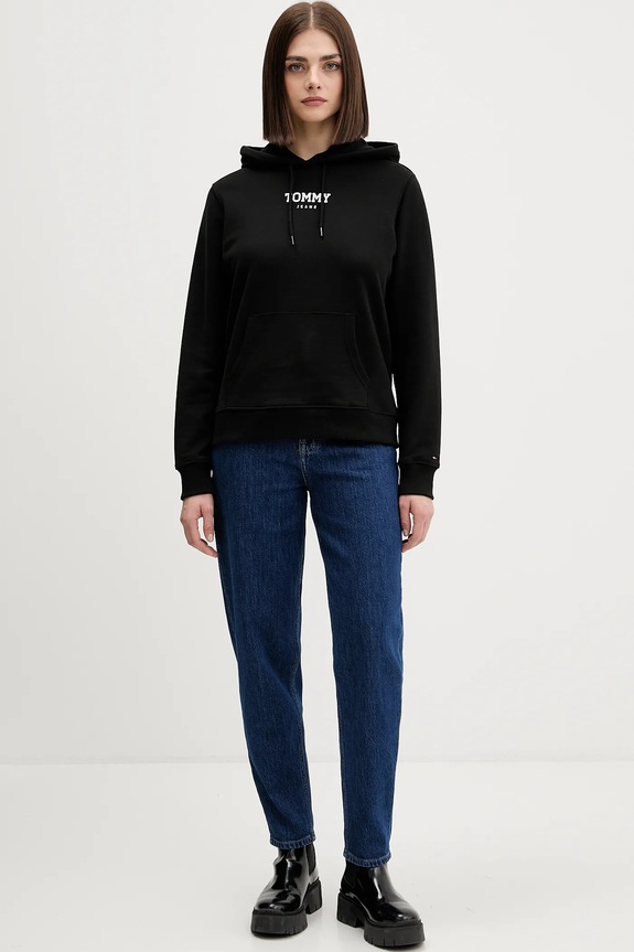 Tommy Jeans hanorac de bumbac DW0DW21921 negru SS26