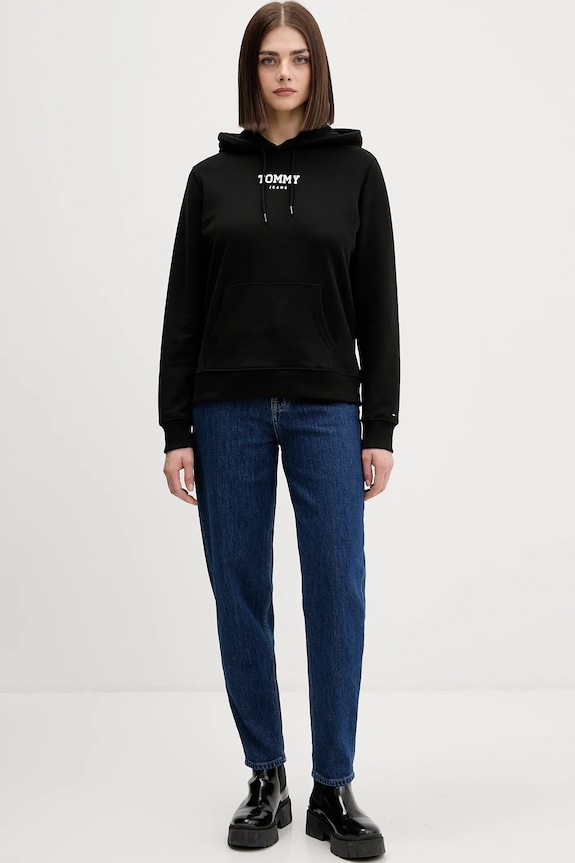 Tommy Jeans hanorac de bumbac DW0DW21921 negru SS26