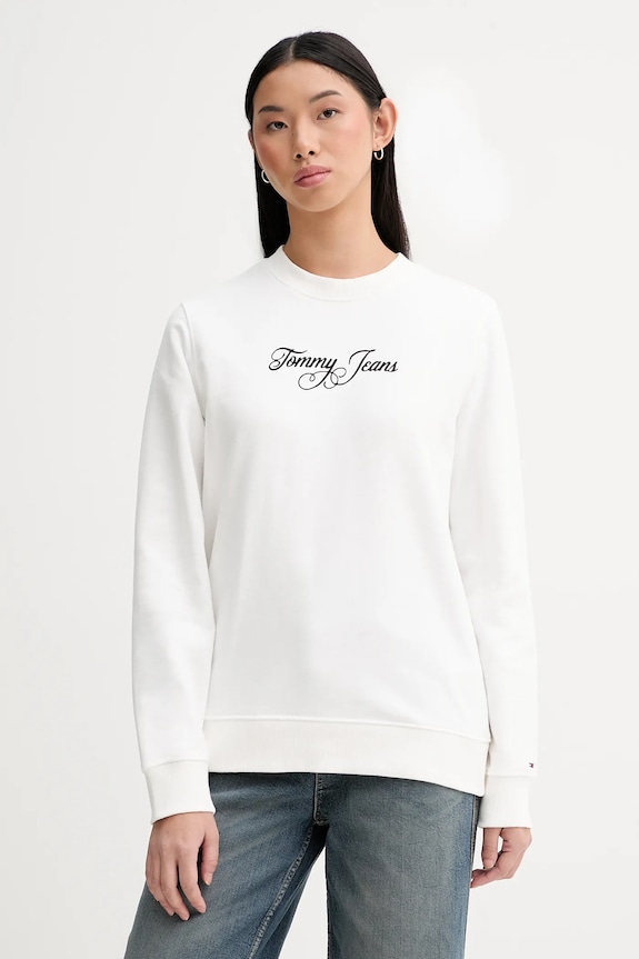 Pamučna dukserica Tommy Jeans pamuk bijela DW0DW21922
