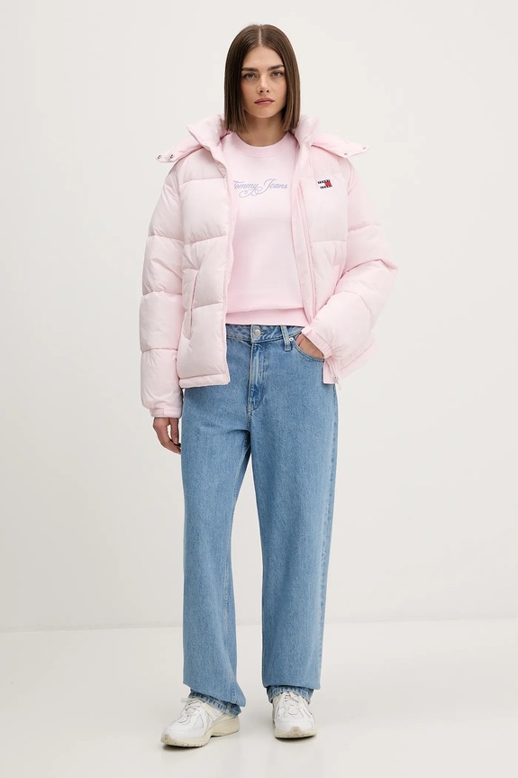 Βαμβακερή μπλούζα Tommy Jeans DW0DW21922 ροζ SS26