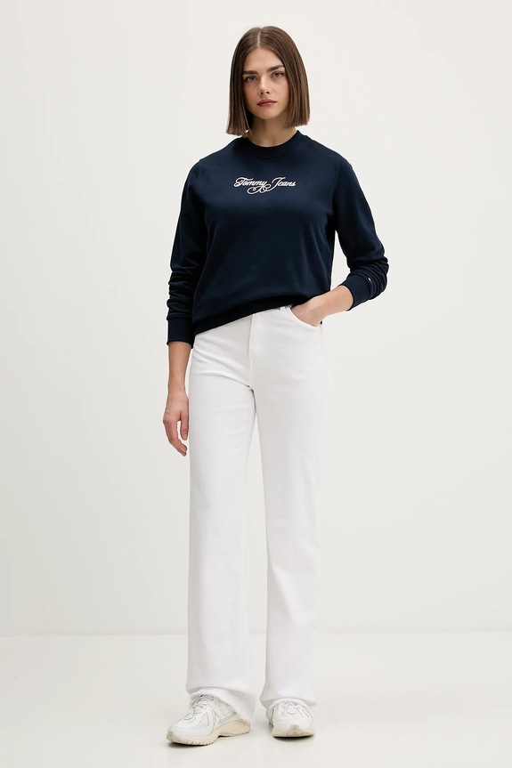 Pamučna dukserica Tommy Jeans DW0DW21922 mornarsko plava SS26