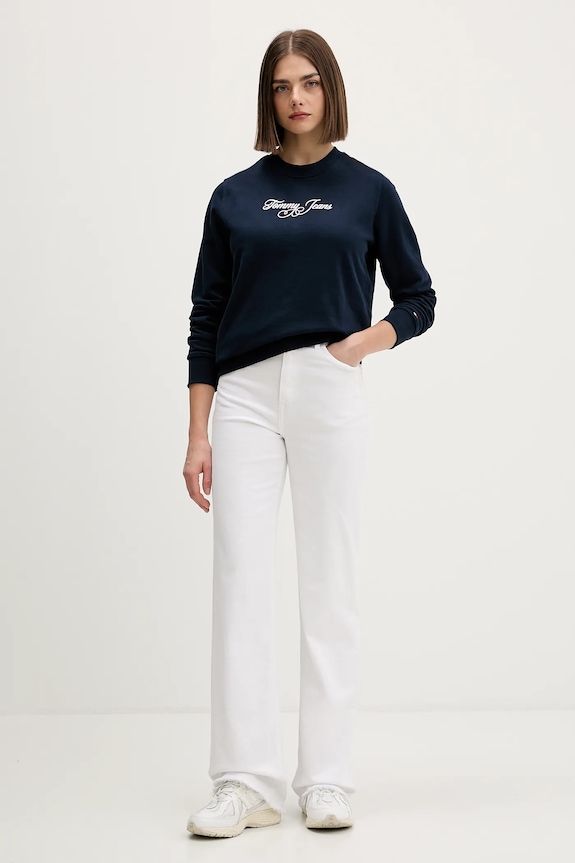 Bavlněná mikina Tommy Jeans DW0DW21922 námořnická modř SS26