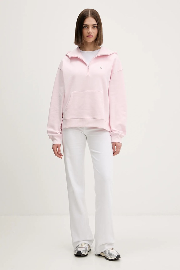 Βαμβακερή μπλούζα Tommy Jeans DW0DW21924 ροζ SS26