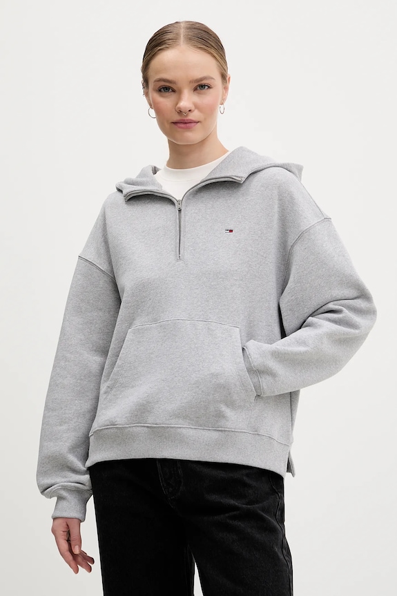 Tommy Jeans pamut melegítőfelső pamut szürke DW0DW21924