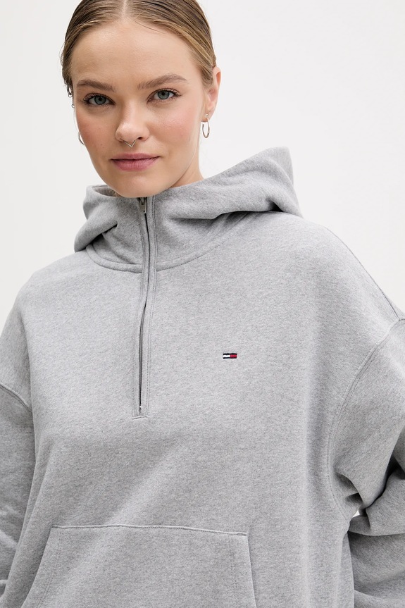 Tommy Jeans pamut melegítőfelső szürke DW0DW21924