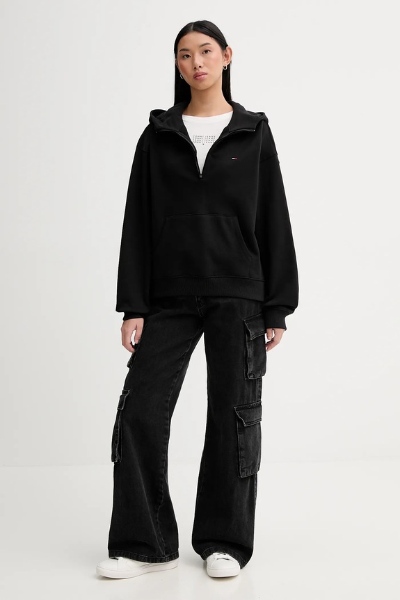 Βαμβακερή μπλούζα Tommy Jeans DW0DW21924 μαύρο SS26