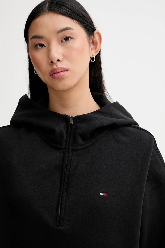 Βαμβακερή μπλούζα Tommy Jeans μαύρο DW0DW21924