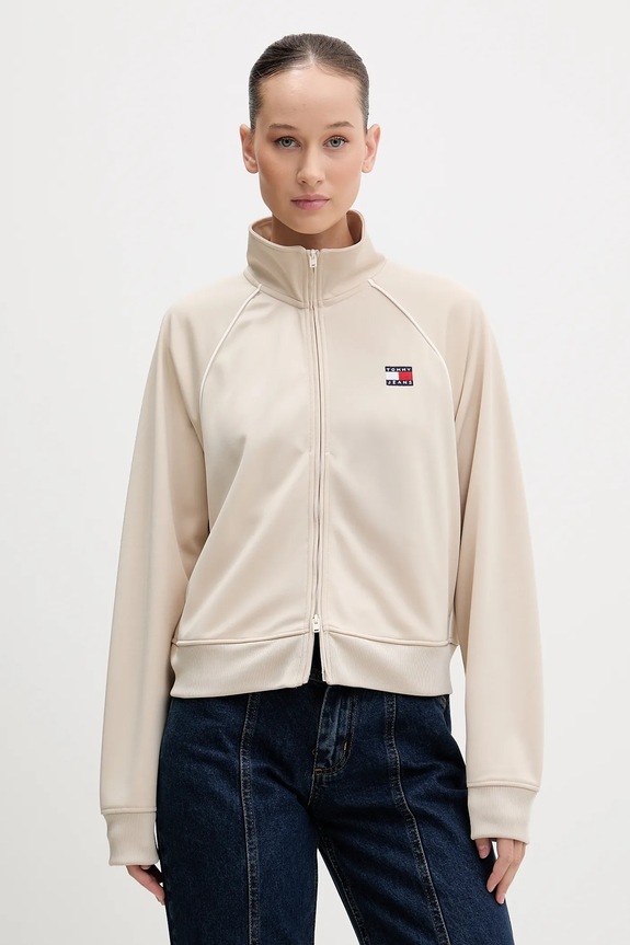 Mikina Tommy Jeans nášivka béžová DW0DW21930