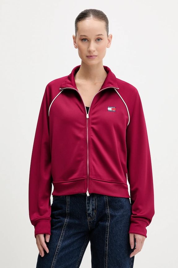 Tommy Jeans bluză imprimeu burgundia DW0DW21930