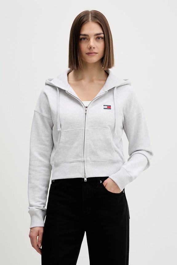 Tommy Jeans pamut melegítőfelső pamut szürke DW0DW21976