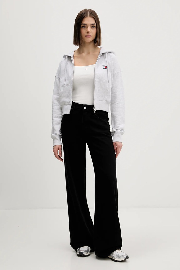 Tommy Jeans pamut melegítőfelső DW0DW21976 szürke SS26