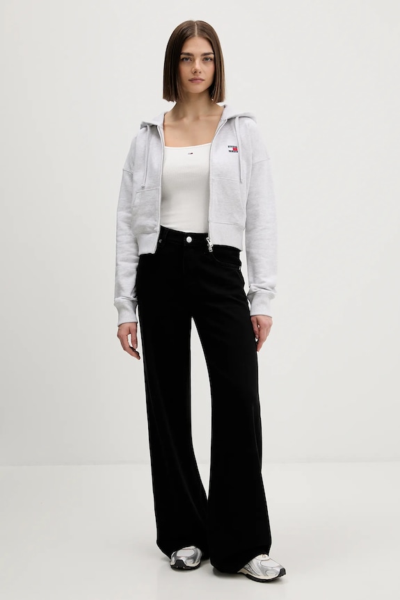 Tommy Jeans pamut melegítőfelső DW0DW21976 szürke SS26